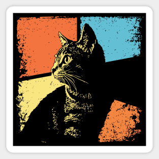 Mysterious Retro Cat Silhouette – Vintage Night Feline Art Sticker